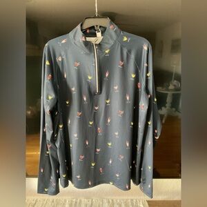 NAVY BLUE  Quarter -Zip Pullover with Colorful Accents